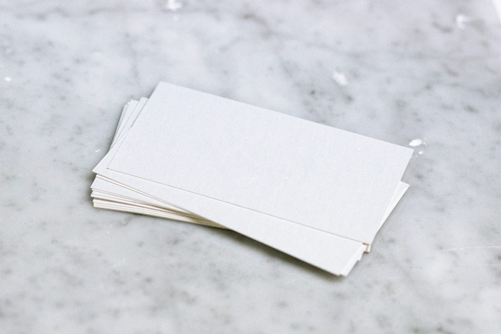 Cards on marble surface